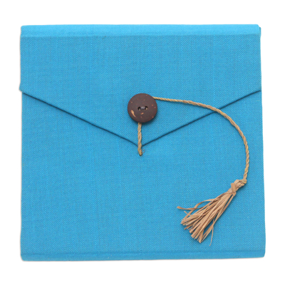 Natural fiber notebook, 'Blue Voyage' - Handcrafted Blue Natural Fiber Notebook from Bali