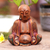 Wood statuette, 'The Wisdom of Buddha' - Hand-Carved Suar Wood Buddha Statuette in an Antique Finish (image 2) thumbail