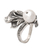 Cultured pearl cocktail ring, 'Lily Charm' - Sterling Silver Lily Cocktail Ring with Cultured Pearl