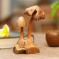 Wood sculpture, 'Mushroom Forest'