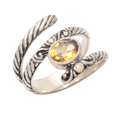 Gold-accented citrine cocktail ring, 'Radiant Appeal' - 18k Gold-Accented Silver Cocktail Ring with Citrine Stone