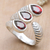 Garnet wrap ring, 'Three Times Red' - Sterling Silver Wrap Ring with Tree Garnet Stones from Bali