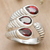 Garnet wrap ring, 'Three Times Red' - Sterling Silver Wrap Ring with Tree Garnet Stones from Bali