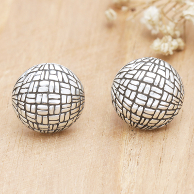 Sterling silver stud earrings, 'Sweet Look' - Sterling Silver Modern Stud Earrings Crafted in Bali
