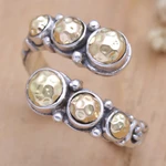 Gold-accented wrap ring, 'Shiny Gravel' - Sterling Silver Wrap Ring with 18k Gold Accents Made in Bali