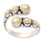 Gold-accented wrap ring, 'Shiny Gravel' - Sterling Silver Wrap Ring with 18k Gold Accents Made in Bali