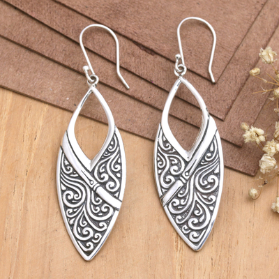 Sterling silver dangle earrings, 'Island Sunrise' - Traditional Sterling Silver Dangle Earrings from Bali