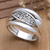 Sterling silver band ring, 'Island Awakening' - Polished Sterling Silver Band Ring with Traditional Motifs (image 2b) thumbail