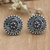 Amethyst button earrings, 'Wise Maiden' - Round Sterling Silver Button Earrings with Amethyst Gems