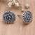 Amethyst button earrings, 'Wise Maiden' - Round Sterling Silver Button Earrings with Amethyst Gems