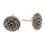 Amethyst button earrings, 'Wise Maiden' - Round Sterling Silver Button Earrings with Amethyst Gems