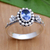 Cubic zirconia cocktail ring, 'Blue Maiden' - Floral Sterling Silver Cocktail Ring with Cubic Zirconia (image 2b) thumbail