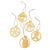 Handcrafted ornaments, 'Cute Celebration' (set of 5) - Gold-Toned Ornaments with Natura Fiber Cords (Set of 5)