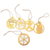 Handcrafted ornaments, 'Cute Celebration' (set of 5) - Gold-Toned Ornaments with Natura Fiber Cords (Set of 5)