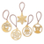 Handcrafted ornaments, 'Christmas Emotions' (set of 5) - Handmade Christmas Gold-Toned Cardboard Ornaments (Set of 5)