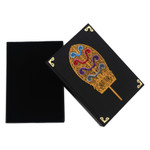 Linen paper decorative box, 'Kayonan of Bali' - Black Linen Paper Decorative Box with Traditional Pattern