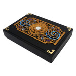 Linen paper decorative box, 'Blooming Reflection' - Black Linen Paper Decorative Box with Floral Pattern