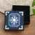 Dekoschachtel aus Leinenpapier, 'Green Twilight' (Grüne Dämmerung) - Schwarze dekorative Box mit traditionellem Perlenmuster