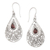 Garnet dangle earrings, 'Crimson Feelings' - Natural Garnet and Sterling Silver Dangle Earrings from Bali thumbail