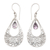 Amethyst dangle earrings, 'Ethereal Wisdom' - Polished Amethyst and Sterling Silver Dangle Earrings thumbail