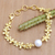 Gold-plated cultured pearl pendant bracelet, 'Ashoka's Beauty' - Floral 18k Gold-Plated Pendant Bracelet with White Pearl (image 2) thumbail