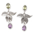 Peridot and amethyst dangle earrings, 'Fortune Purple' - Floral Dangle Earrings with Faceted Peridot and Amethyst