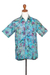 Men's cotton batik shirt, 'Ocean Majesty' - Men's Turtle-Themed Cotton Batik Shirt Handcrafted in Bali