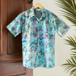 Men's cotton batik shirt, 'Ocean Majesty' - Men's Turtle-Themed Cotton Batik Shirt Handcrafted in Bali