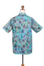 Men's cotton batik shirt, 'Ocean Majesty' - Men's Turtle-Themed Cotton Batik Shirt Handcrafted in Bali