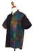 Men's cotton batik shirt, 'Colorful Bridge' - Men's Batik Cotton Shirt with Colorful Pattern from Bali (image 2c) thumbail