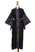 Hand-stamped cotton robe, 'Rainbow Paths' - Hand-Stamped Rainbow Cotton Robe with Matching Belt thumbail