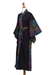 Hand-stamped cotton robe, 'Rainbow Paths' - Hand-Stamped Rainbow Cotton Robe with Matching Belt