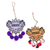 Beaded ornaments, 'Peaceful Balinese Glory' (set of 2) - Set of 2 Golden and Purple Peace Beaded Ornaments