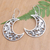 Sterling silver dangle earrings, 'Carved Moon' - Sterling Silver Crescent Moon Dangle Earrings Made in Bali (image 2) thumbail