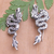 Sterling silver drop earrings, 'Majestic Dragon' - Sterling Silver Dragon Drop Earrings Crafted in Bali (image 2) thumbail