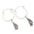 Sterling silver hoop dangle earrings, 'Nocturnal Presence' - Sterling Silver Whimsical Bat Hoop Dangle Earrings (image 2b) thumbail