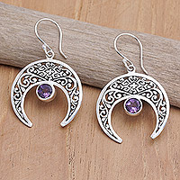 Amethyst dangle earrings, 'Purple Twilight'