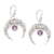 Amethyst dangle earrings, 'Purple Twilight' - Sterling Silver Moon Dangle Earrings with Amethyst Gems thumbail