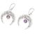 Amethyst dangle earrings, 'Purple Twilight' - Sterling Silver Moon Dangle Earrings with Amethyst Gems (image 2b) thumbail