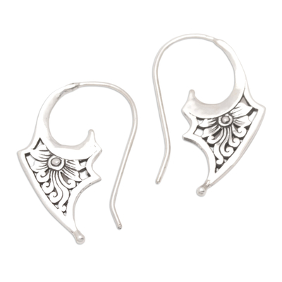 Sterling silver drop earrings, 'Blooming Enchantment' - Polished Sterling Silver Drop Earrings with Floral Details