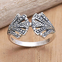 Sterling silver band ring, 'Beautiful Fan' - Fan-Shaped Sterling Silver Band Ring Crafted in Bali