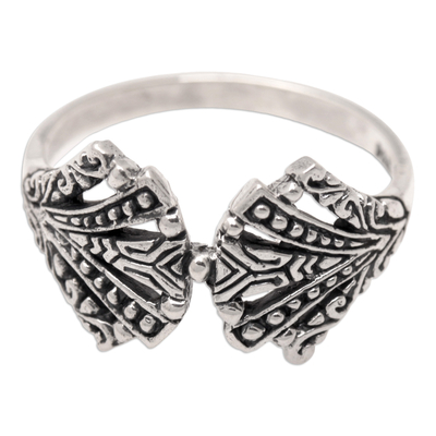 Sterling silver band ring, 'Beautiful Fan' - Fan-Shaped Sterling Silver Band Ring Crafted in Bali