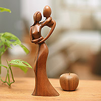 Wood sculpture, 'Dancing on My Mind' - Hand-Carved Suar Wood Sculpture of an Abstract Dance