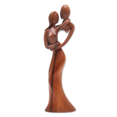 Wood sculpture, 'Dancing on My Mind' - Hand-Carved Suar Wood Sculpture of an Abstract Dance