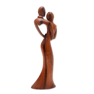 Holzskulptur - Handgeschnitzte Suar-Holzskulptur eines abstrakten Tanzes