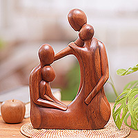 Wood sculpture, 'Forest Family' - Hand-Carved Family Suar Wood Sculpture from Bali