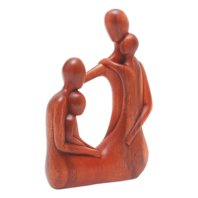 Wood sculpture, 'Forest Family' - Hand-Carved Family Suar Wood Sculpture from Bali