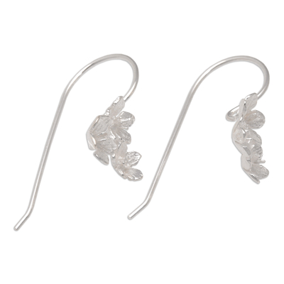 Sterling silver drop earrings, 'Lily Kisses' - Sterling Silver Lily Drop Earrings Crafted in Bali
