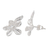 Sterling silver button earrings, 'Enchanting Lilies' - Sterling Silver Floral and Leafy Button Earrings from Bali