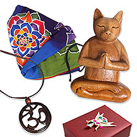 Caja de regalo curada, 'Lost in Meditation' - Caja de regalo curada de Indonesia con 3 artículos con temas de meditación